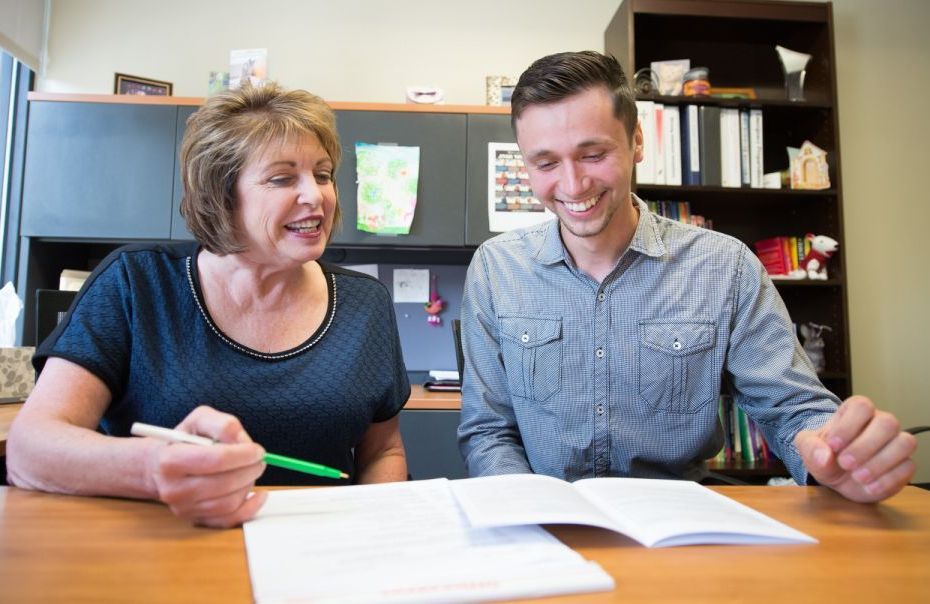 Career Services counselor advises Pacific student.